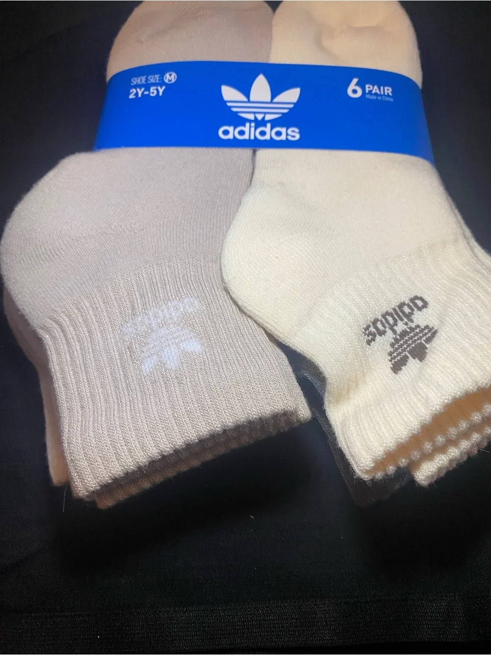 adidas Kids 6-Pack Low-Cut Socks in Beige and Cream